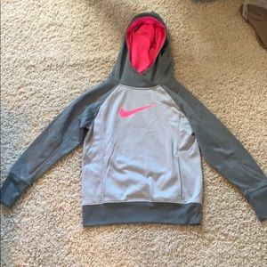 Nike Girls Large grey and pink hooded Sweatshirt